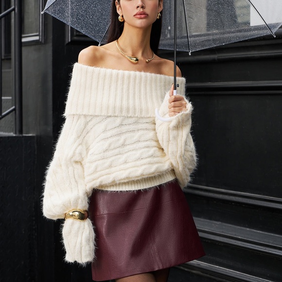 Commense Romance Off-Shoulder Twist Sweater - Picture 7 of 7